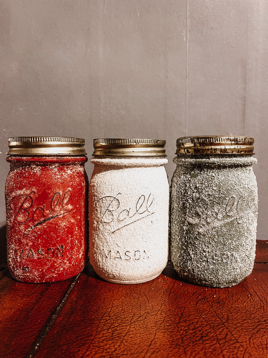 Snow covered jars